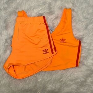 Adidas Neon Orange Athletic Outfit
